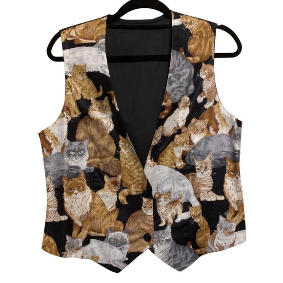 Novelty Unisex Crazy Cat Lady Vest Button-up Multi-Breed Size Color Grumpy 2XL - Picture 3 of 5
